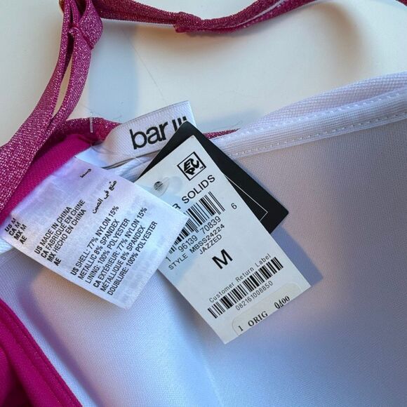 NWT Bar III Shimmer Lace-Up One-Piece Swimsuit, in shimmer pink Size M - Picture 7 of 8